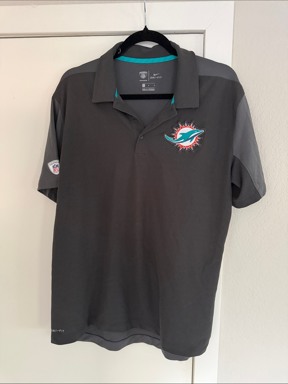 Nike Men’s Miami Dolphins Dark Gray Polo Dri Fit